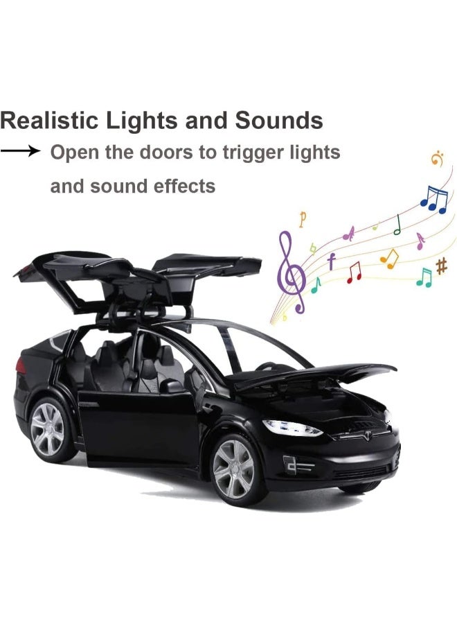 حديقة الألعاب محاكاة سيارة لعبة تيسلا موديل X المصبوبة بالصوت والضوء - لعبة واقعية قابلة للتجميع للأطفال - Image 2
