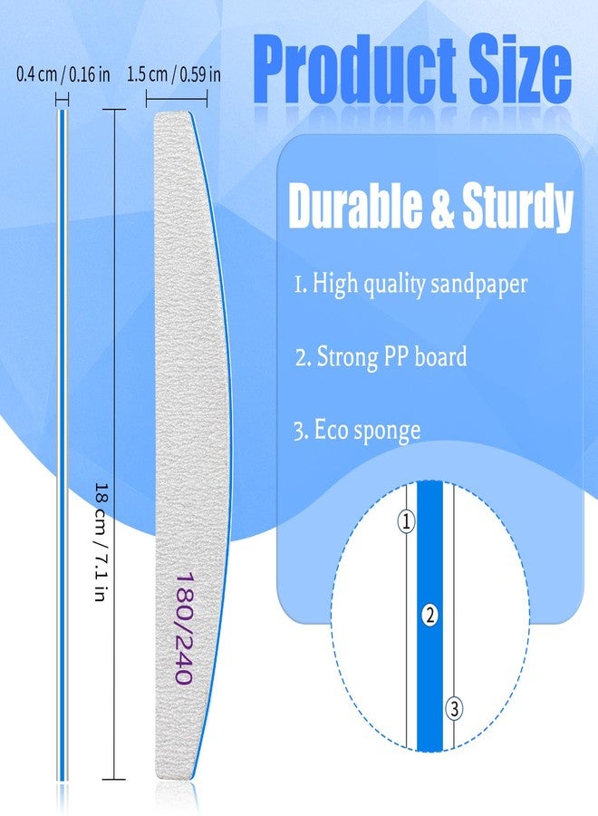 BLESWIN Nail File 12 PCS Professional Reusable 180/240 Grit Double Sides Washable Nail File Manicure Tools for Natural Nails and Acrylic Nails Tools Suit for Home Salon - Image 2