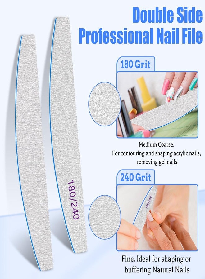 BLESWIN Nail File 12 PCS Professional Reusable 180/240 Grit Double Sides Washable Nail File Manicure Tools for Natural Nails and Acrylic Nails Tools Suit for Home Salon - Image 3