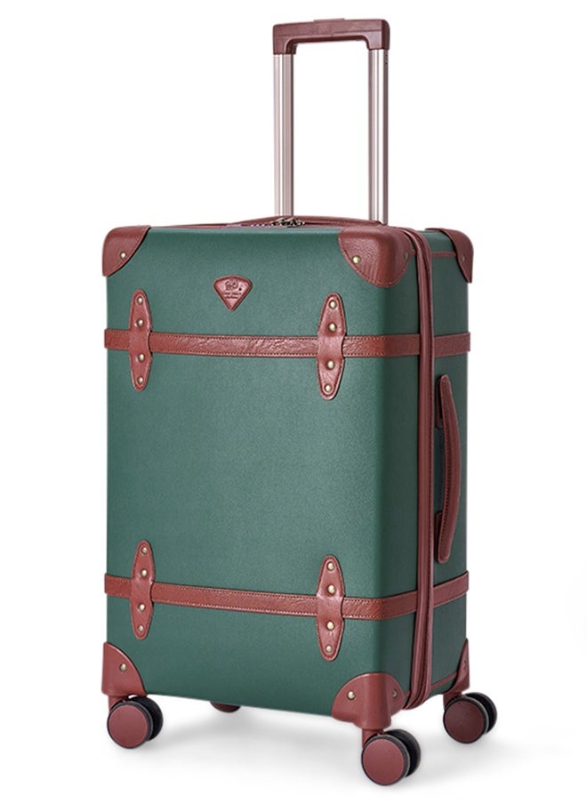 LIMRA Travel Bags Classic Leather Luggage 4 Pcs Set Green/light Brown 28''-24''-20'''-14'''Inches  - Image 3