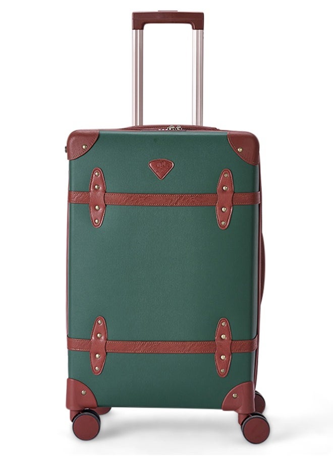 LIMRA Travel Bags Classic Leather Luggage 4 Pcs Set Green/light Brown 28''-24''-20'''-14'''Inches  - Image 5