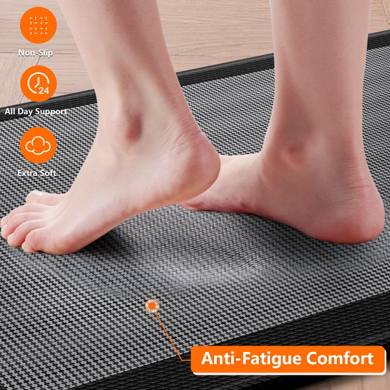 SofterCharm Kitchen Mats, 2PCS Kitchen Rugs for Floor, Cushioned Anti-Fatigue Mats for Kitchen Floor, Non-Slip Standing Desk Mat for Sink, Home, Laundry & Office, 17.3"x30"+17.3"x47" (Black) - Image 4