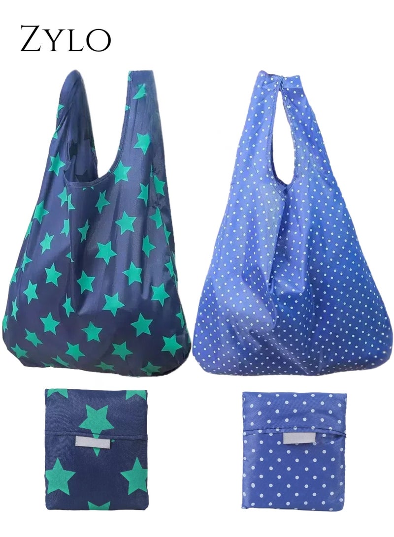 زيلو عبوة من 2 أكياس تسوق قابلة للطي وإعادة الاستخدام - حقيبة تسوق مقاومة للماء مقاس 20 × 14 بوصة مع جيوب - Image 1