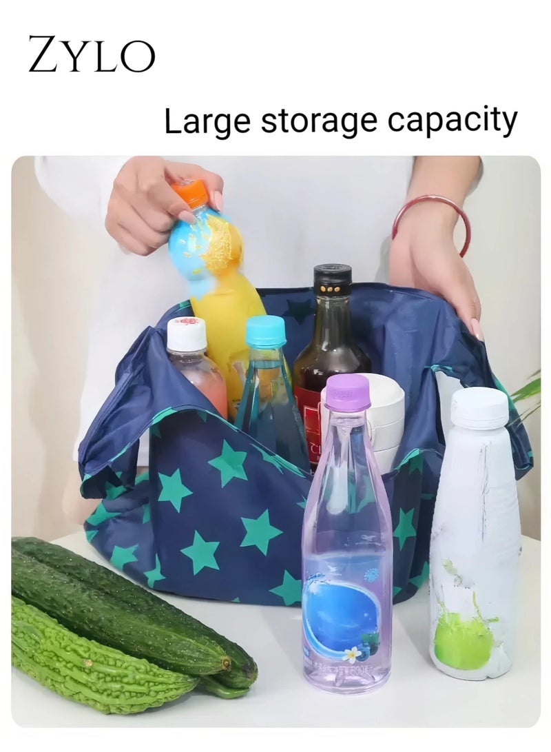 زيلو عبوة من 2 أكياس تسوق قابلة للطي وإعادة الاستخدام - حقيبة تسوق مقاومة للماء مقاس 20 × 14 بوصة مع جيوب - Image 3