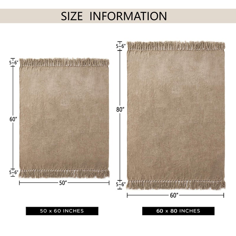 LONG CREATE Chenille Throw Blanket for Couch 50"X 60", Soft Cozy Throws with Fringe Tassel for Bed Sofa Chair Cover, Lightweight Knitted Decorative Boho Blankets for Living Room, Taupe - Image 3