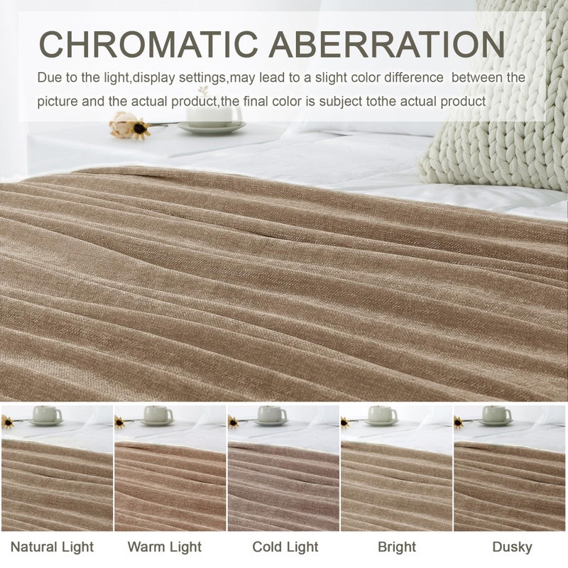 LONG CREATE Chenille Throw Blanket for Couch 50"X 60", Soft Cozy Throws with Fringe Tassel for Bed Sofa Chair Cover, Lightweight Knitted Decorative Boho Blankets for Living Room, Taupe - Image 2