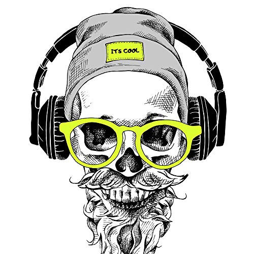 5 Ace skul with headphones wall sticker poster of skull,cartoon(size:12x18),multicolor - Image 1