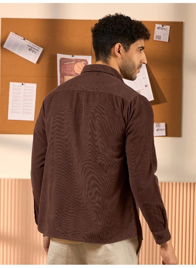 Beyoung Chocolate Brown  Shirt for Men