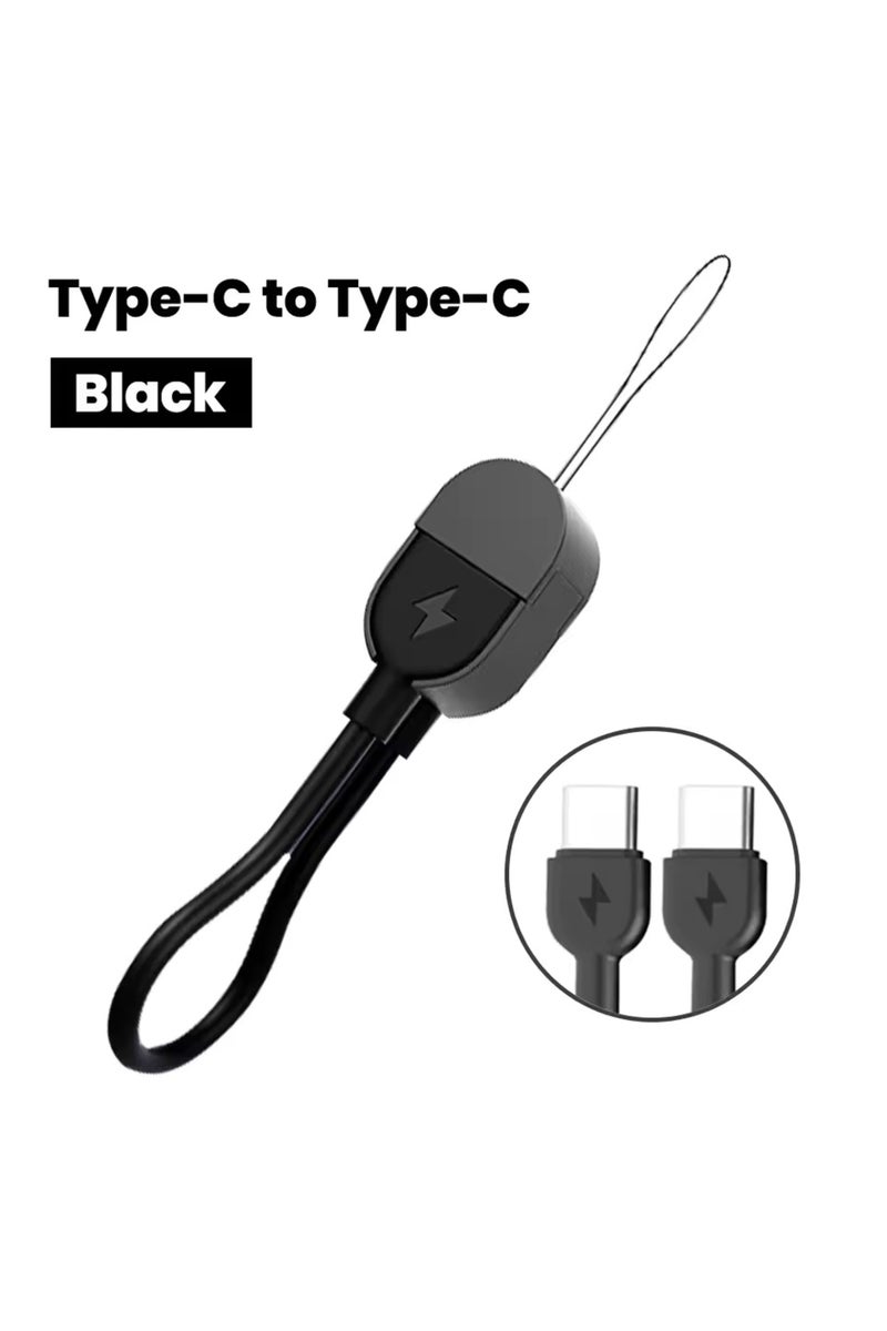 16cm black 16CM Short Cable Keychain PD 60W Type C to USB C Cable Fast Charging For iPhone 15 16 Xi