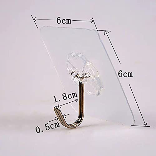 Emergity Multipurpose Self Adhesive Water Proof Heavy Duty Wall Hook for Kitchen Bathroom Sticky Hook for Wall Transparent Set of 6 - Image 2