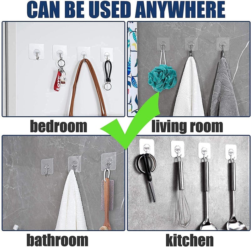 Emergity Multipurpose Self Adhesive Water Proof Heavy Duty Wall Hook for Kitchen Bathroom Sticky Hook for Wall Transparent Set of 6 - Image 4