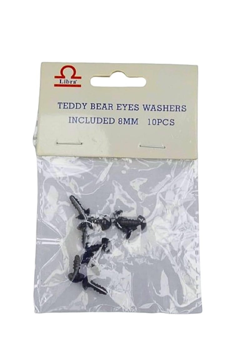 Libra TEDDY BEAR EYES WASHERS INCLUDED 10MM 10PCS - Image 1