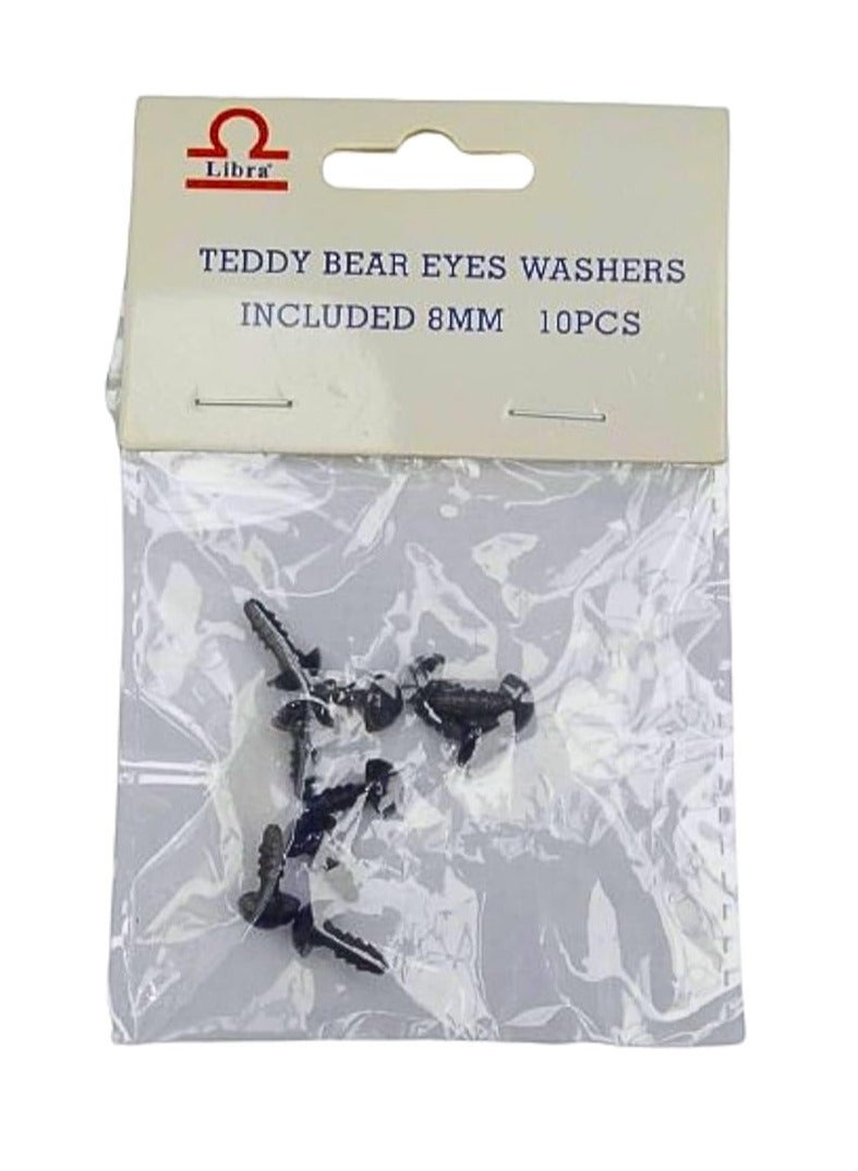 Libra TEDDY BEAR EYES WASHERS INCLUDED 10MM 10PCS - Image 2