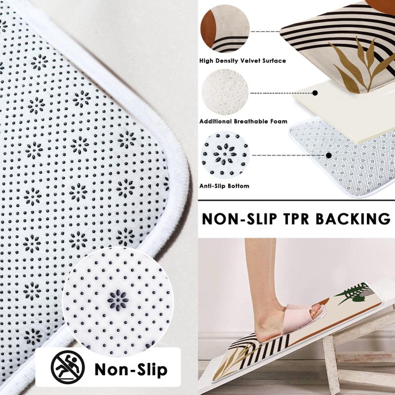 Tayney Boho Mid Century Shower Curtain Set with Toilet Lid Cover and Non-Slip Rugs, Abstract Geometric 4 Pcs Modern Minimalist Shower Curtain for Bathroom Set with 12 Hooks - Image 3