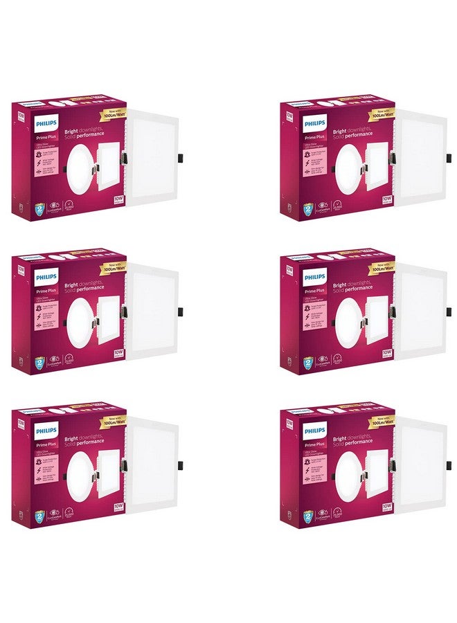 PHILIPS 10W Square AP Plus UltraGlow LED DL Recessed LED Panel Ceiling Light (Pack of 6, Cool Day Light) - Image 1