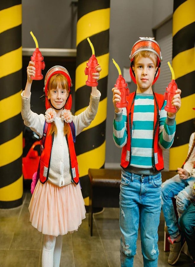 ALINK 12 PCS Fire Hydrant Cups with Lids and Straws for Fire Party Decorations, 10 oz Plastic Kids Party Favor Cups, Firefighter Firetruck Birthday Party Decorations, Red Dog Party Supplie - Image 4