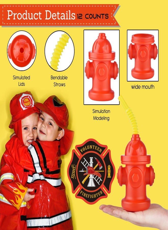 ALINK 12 PCS Fire Hydrant Cups with Lids and Straws for Fire Party Decorations, 10 oz Plastic Kids Party Favor Cups, Firefighter Firetruck Birthday Party Decorations, Red Dog Party Supplie - Image 3