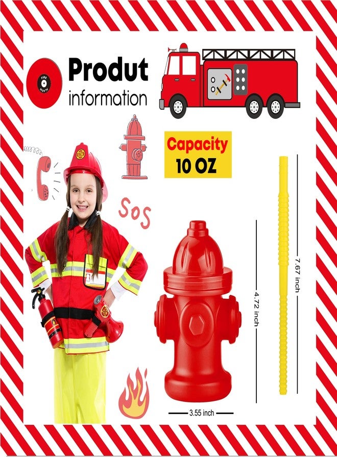 ALINK 12 PCS Fire Hydrant Cups with Lids and Straws for Fire Party Decorations, 10 oz Plastic Kids Party Favor Cups, Firefighter Firetruck Birthday Party Decorations, Red Dog Party Supplie - Image 2