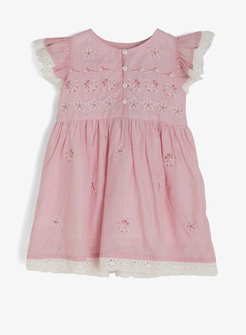 ريبلز مع نمشي Girls Embroidered Floral Dress