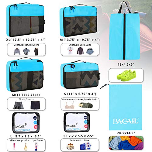 BAGAIL 8 Set/9 Set Packing Cubes Luggage Packing Organizer for Travel, Suitcase Packing Bags for Travel Accessories(Blue, 8 Set) - Image 2