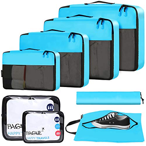 BAGAIL 8 Set/9 Set Packing Cubes Luggage Packing Organizer for Travel, Suitcase Packing Bags for Travel Accessories(Blue, 8 Set) - Image 1