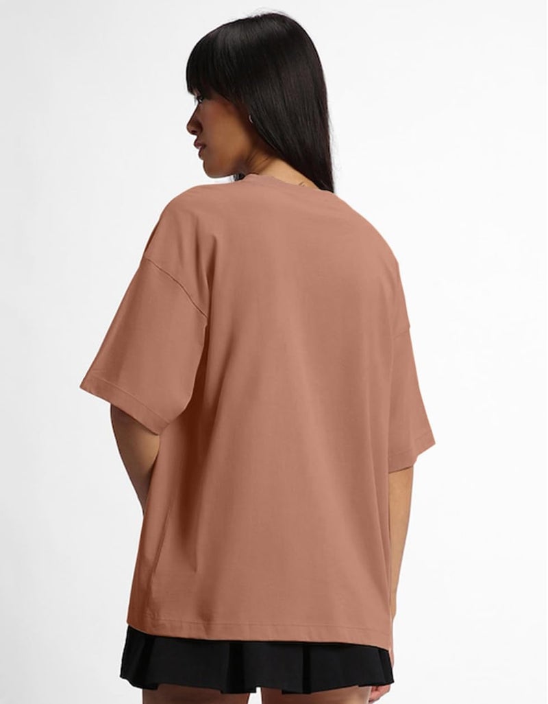 JUNEBERRY® Pure Cotton Drop Shoulder Oversized Baggy Fit Half Sleeve Plain Solid Round Neck Multicolor T-Shirt for Women & Girls (Pack of 3) (PO3_OS_J_BK_SW_CR_S) - Image 5