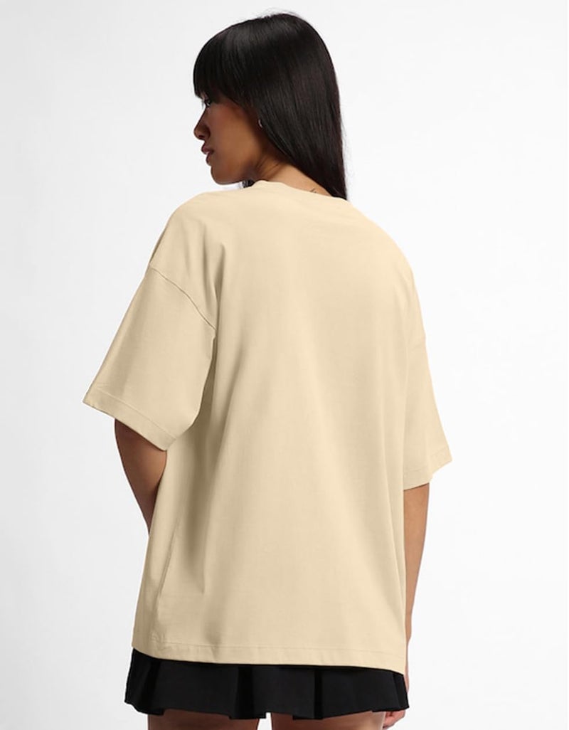 JUNEBERRY® Pure Cotton Drop Shoulder Oversized Baggy Fit Half Sleeve Plain Solid Round Neck Multicolor T-Shirt for Women & Girls (Pack of 3) (PO3_OS_J_BK_SW_CR_S) - Image 4