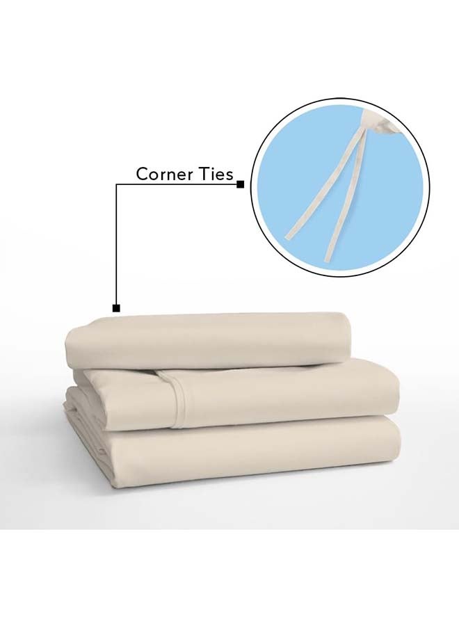 RocketLinen Beige Duvet Cover with 2 Pillow Shams – 400 Thread Count, Button Closure, Corner Ties, Pure Cotton, Sateen Weave – Duvet Cover/Quilt Cover Bedding Set (King) - Image 4