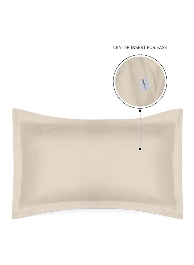 RocketLinen Beige Duvet Cover with 2 Pillow Shams – 400 Thread Count, Button Closure, Corner Ties, Pure Cotton, Sateen Weave – Duvet Cover/Quilt Cover Bedding Set (King) - Image 3