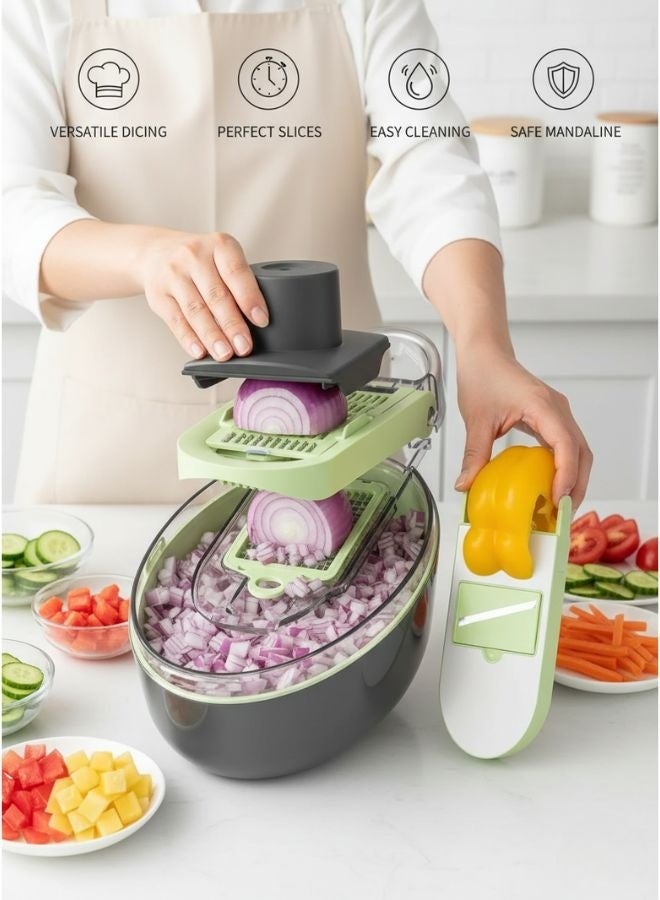 ZEESQUARE Vegetable Cutter Salad Chopper Adjustable Multifunctional Food Chopper with Container - Image 5