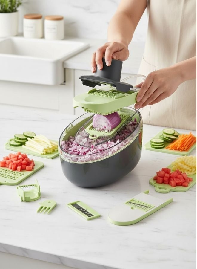 ZEESQUARE Vegetable Cutter Salad Chopper Adjustable Multifunctional Food Chopper with Container - Image 3