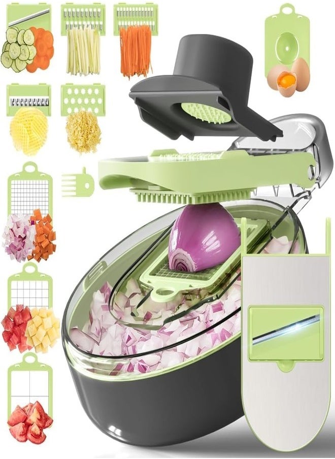 ZEESQUARE - Vegetable Cutter Salad Chopper Adjustable Multifunctional Food Chopper with Container - Image 1