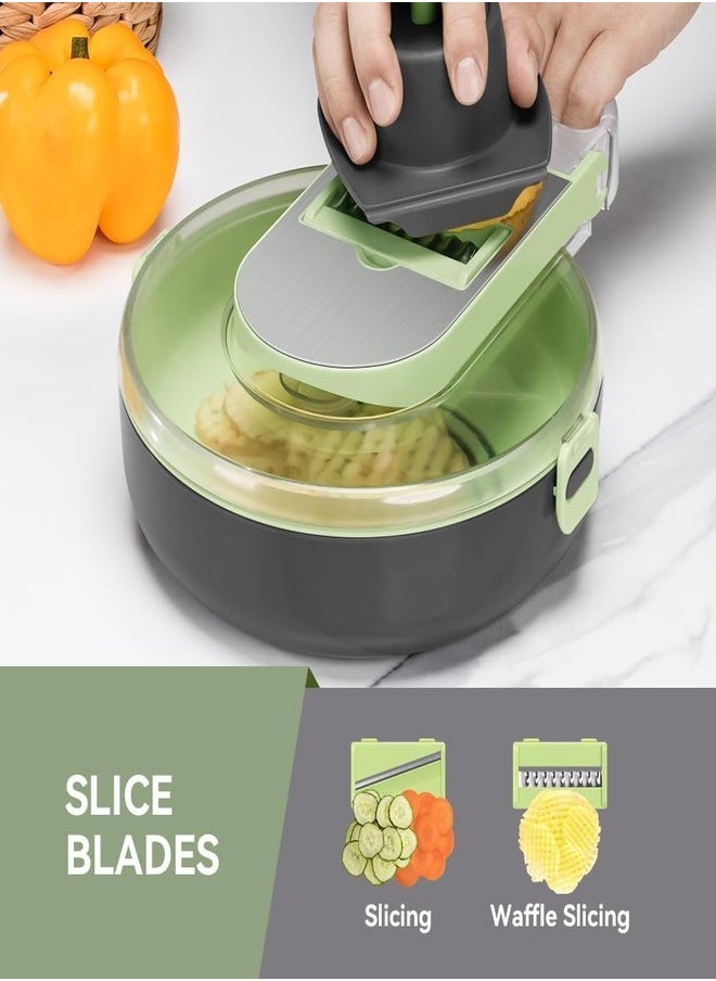 ZEESQUARE - Vegetable Cutter Salad Chopper Adjustable Multifunctional Food Chopper with Container - Image 1