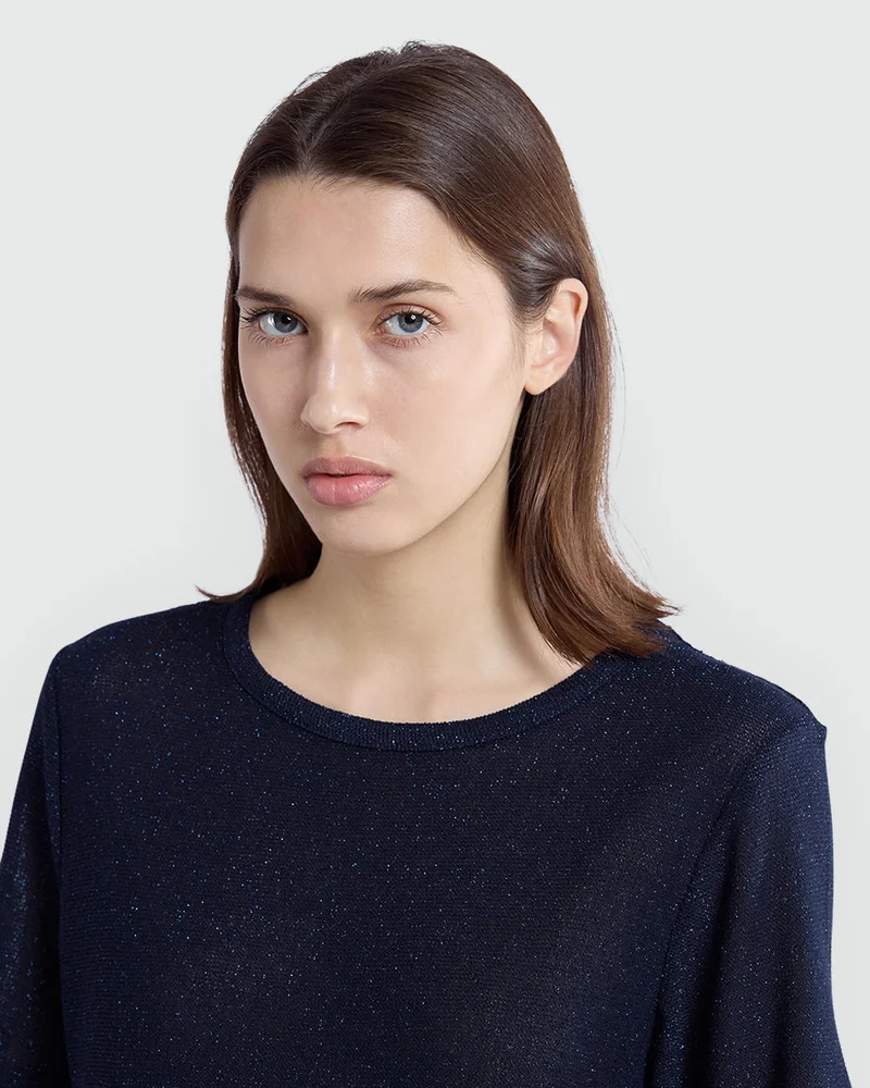 Ovs Navy Blue Lurex Top