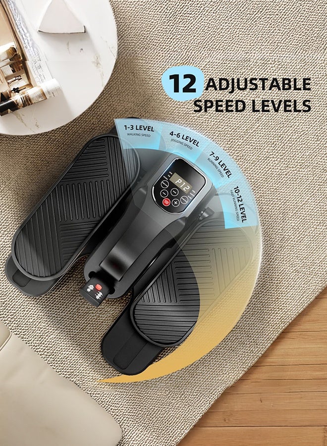 والالا جهاز تمارين الساق الإهليلجية الكهربائي تحت المكتب، مع جهاز تحكم عن بعد، مناسب لتمارين الساق لكبار السن، 12 وضعًا تلقائيًا و12 وضعًا هادئًا قابلًا للتعديل (أسود) - Image 4