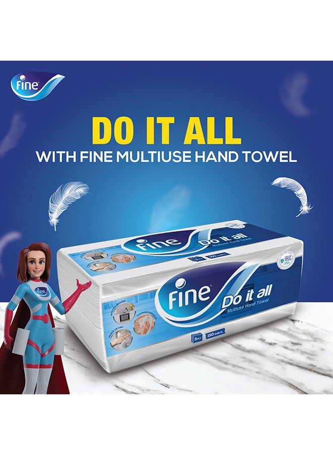 Fine Kitchen Towel 150 Sheets 2 Ply Pack of 1 Roll White - Image 2