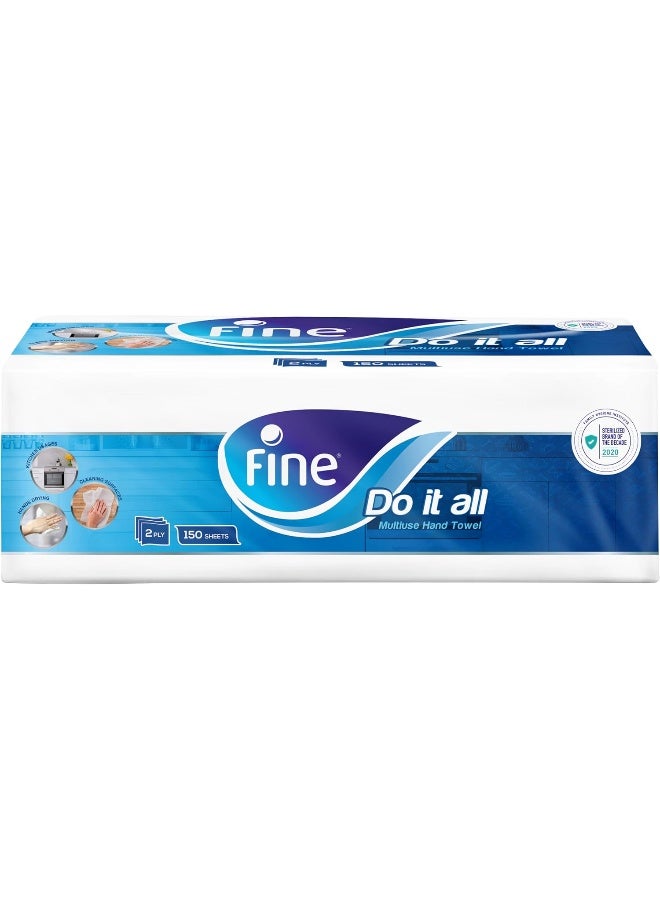 Fine Kitchen Towel 150 Sheets 2 Ply Pack of 1 Roll White - Image 1