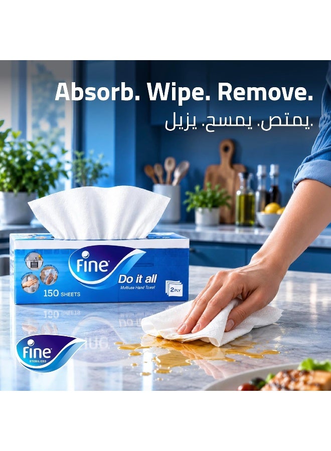 Fine Kitchen Towel 150 Sheets 2 Ply Pack of 1 Roll White - Image 5