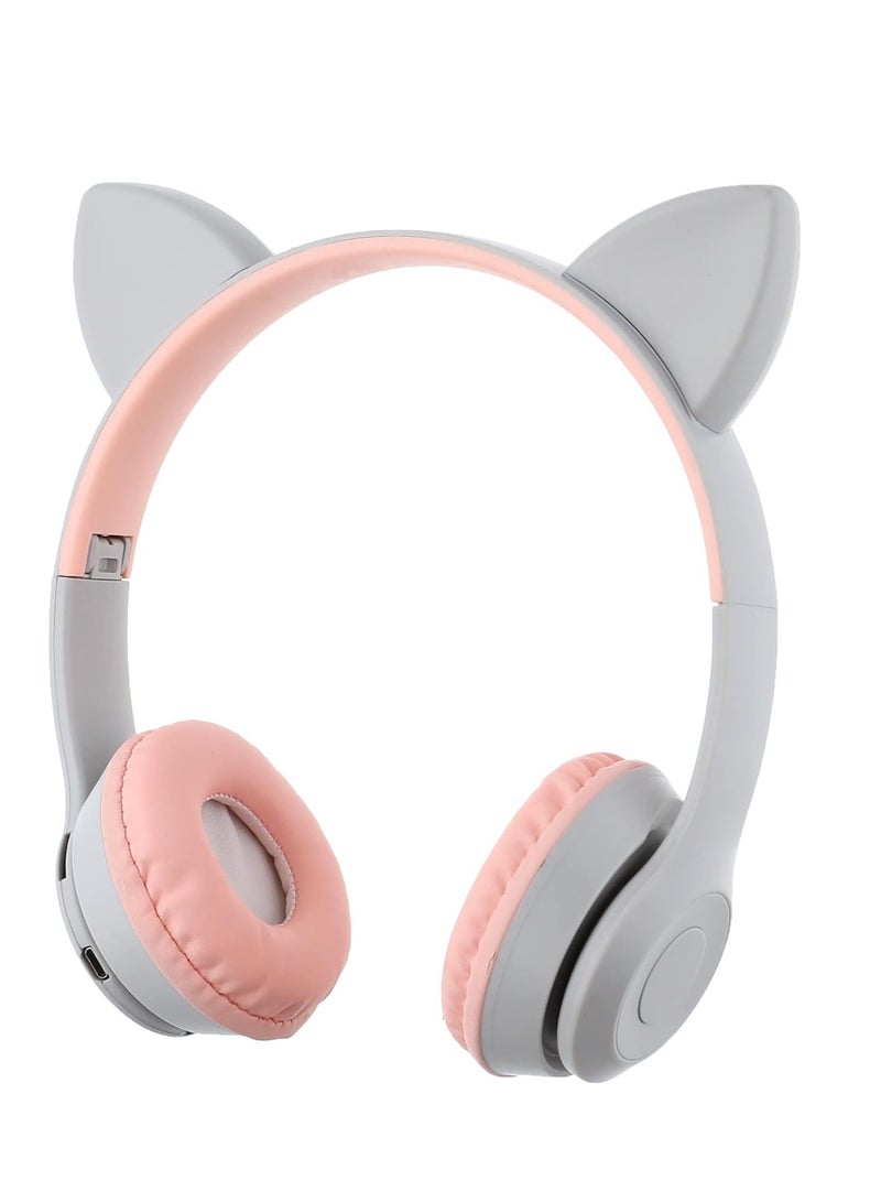 P47M Kids Wireless Headphones with LED Light, Microphone, TF Card Stereo Over Ear Wired Foldable Headphones for Girls and Boys  - Image 1