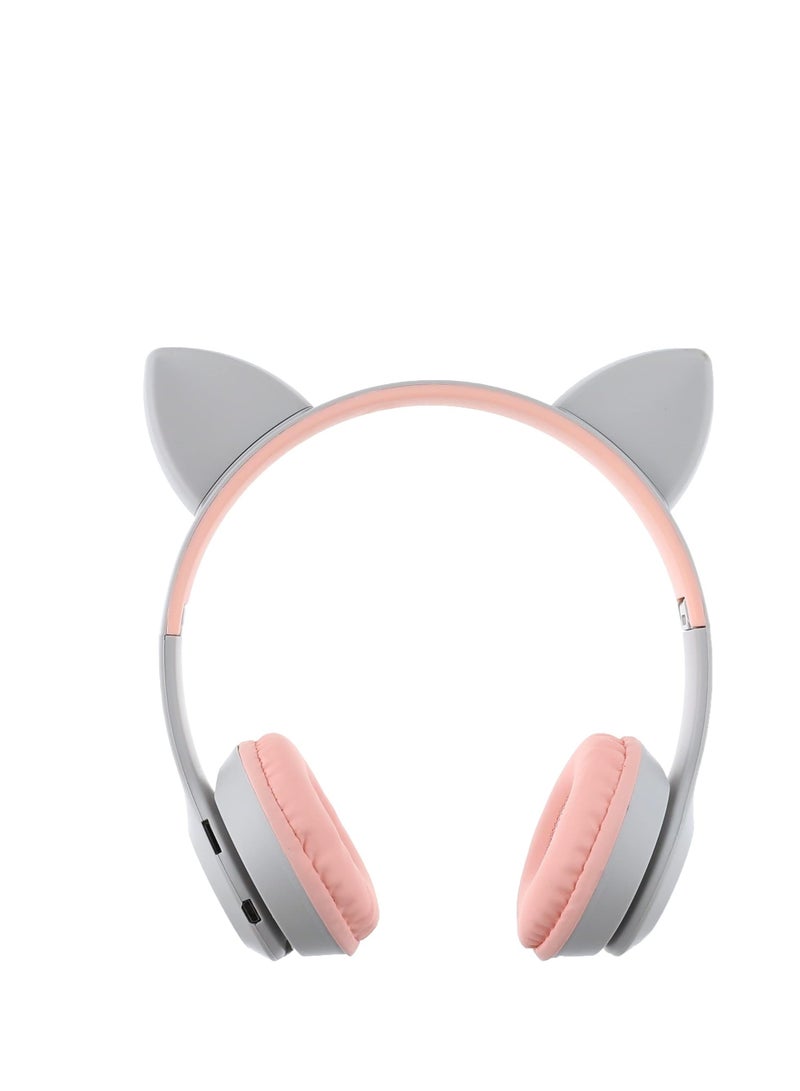 P47M Kids Wireless Headphones with LED Light, Microphone, TF Card Stereo Over Ear Wired Foldable Headphones for Girls and Boys  - Image 2