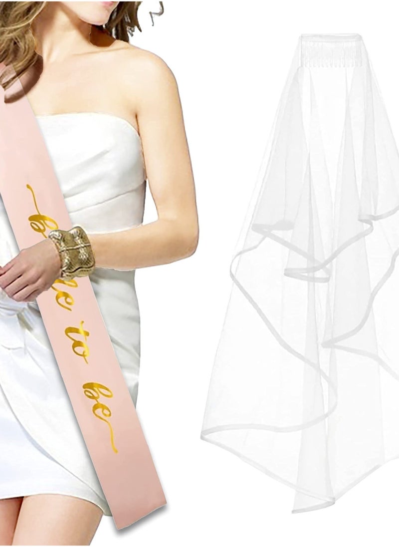Bachelorette Party Decorations 5-Pack, Bride-to-Be Sash, Veil, Crown, Garter, and Glasses - Complete Bridal Shower and Wedding Accessories Kit - Image 2