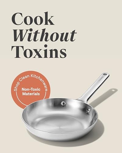 Caraway Stainless Steel Mini Fry Pan 8 Inch Stainless Steel Frying Pan Oven Safe Compatible with All Stovetops Non Toxic PTFE PFOA Free - Image 3