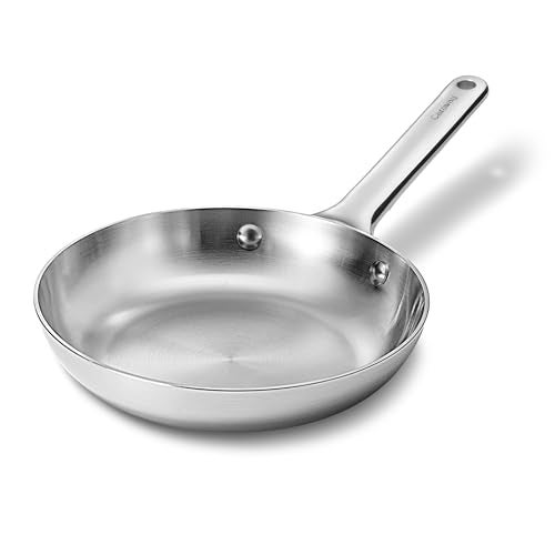 Caraway Stainless Steel Mini Fry Pan 8 Inch Stainless Steel Frying Pan Oven Safe Compatible with All Stovetops Non Toxic PTFE PFOA Free - Image 1
