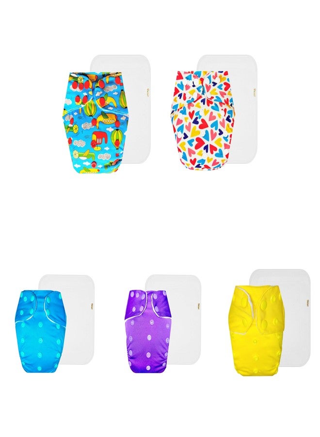 حفاضات دمبلدو القماشية الممتازة مع حشوة قطنية (عبوة من 5) | ملائمة تمامًا | مانعة للتسرب | سهلة التنظيف | مثالية لفصل الصيف الهندي | من 3 أشهر إلى 3 سنوات | للجنسين - Image 1