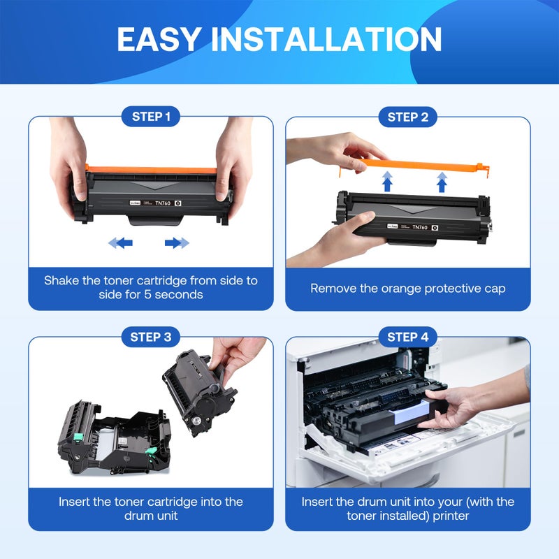 WEAREC TN760 Toner Cartridge and DR730 Drum Unit Replacement for Brother TN-760 TN730 DR730 DR 730 Work with DCP-L2550DW HL-L2350DW HL-L2390DW HL-L2395DW Printer (2 Toners, 1 Drum Unit, 3Pack) - Image 4