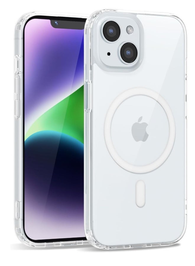 DUSALA iPhone 14 Clear Magnetic Cover Mag Safe Compatible Hybrid Protective Crystal Clear Hard Back Case Shockproof Silicone Frame Slim Transparent Case for Apple iPhone 14 - Image 1