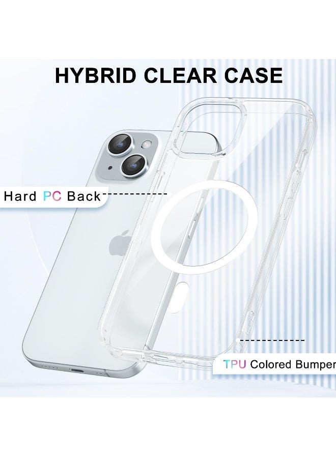 DUSALA iPhone 14 Clear Magnetic Cover Mag Safe Compatible Hybrid Protective Crystal Clear Hard Back Case Shockproof Silicone Frame Slim Transparent Case for Apple iPhone 14 - Image 5