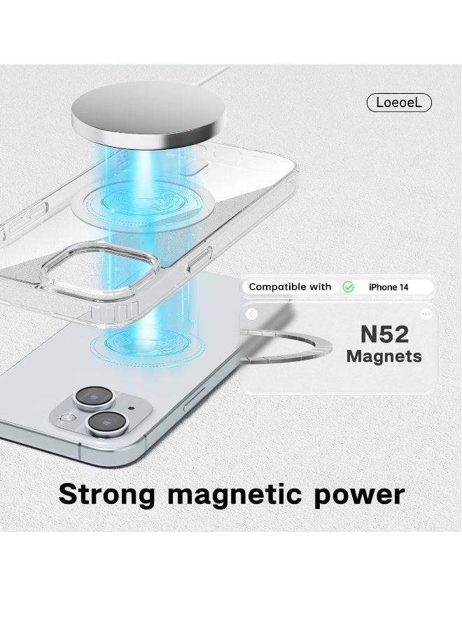 DUSALA iPhone 14 Clear Magnetic Cover Mag Safe Compatible Hybrid Protective Crystal Clear Hard Back Case Shockproof Silicone Frame Slim Transparent Case for Apple iPhone 14 - Image 4