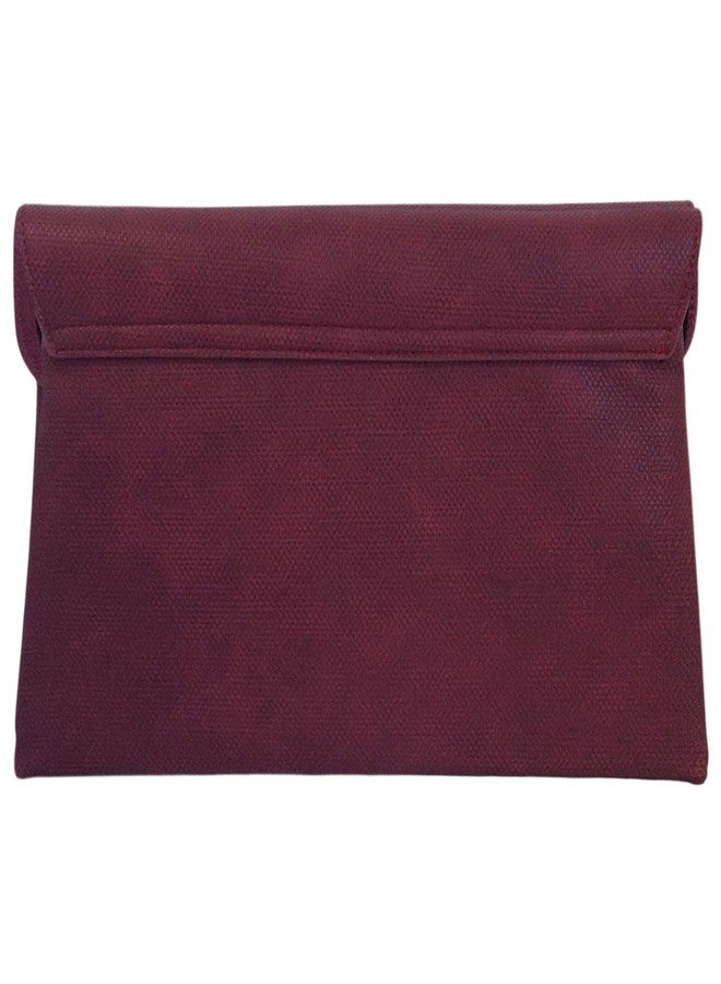 JNB Envelope Clutch Purse, Synthetic Leather Double Pocket Design with Magnetic Snap, 21 Inch Chain Strap, Slim Evening Crossbody for Women, Burgundy - Image 2