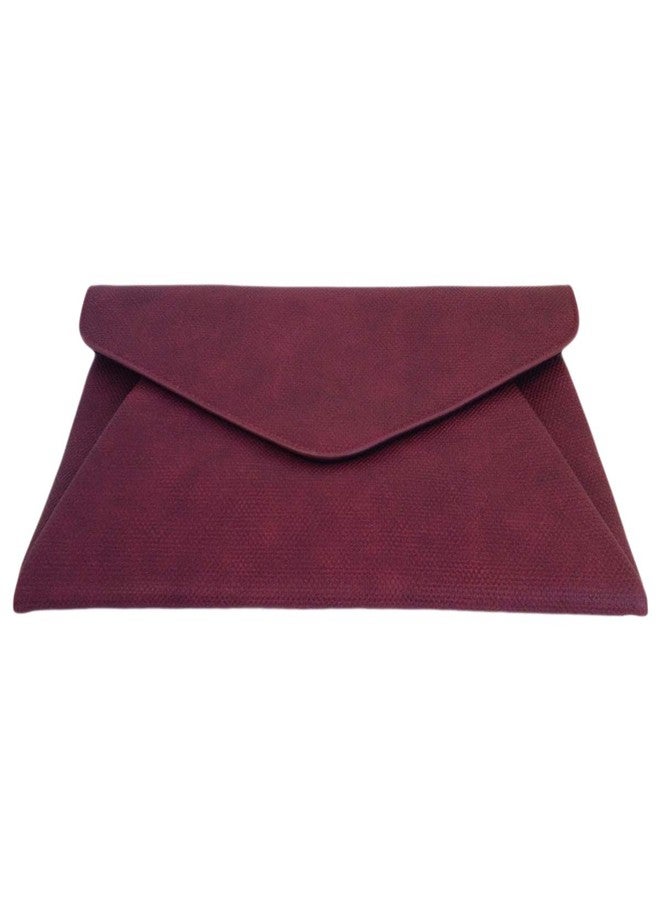JNB Envelope Clutch Purse, Synthetic Leather Double Pocket Design with Magnetic Snap, 21 Inch Chain Strap, Slim Evening Crossbody for Women, Burgundy - Image 4